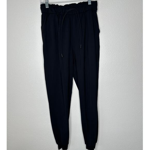 Lululemon Black Stretch High Rise Jogger Drawstring Waist Banded Hem 6 - Picture 3 of 13